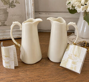 I. Godinger & Co Home Essentials White Ceramic Creamer Pitcher Farmhouse Cottage